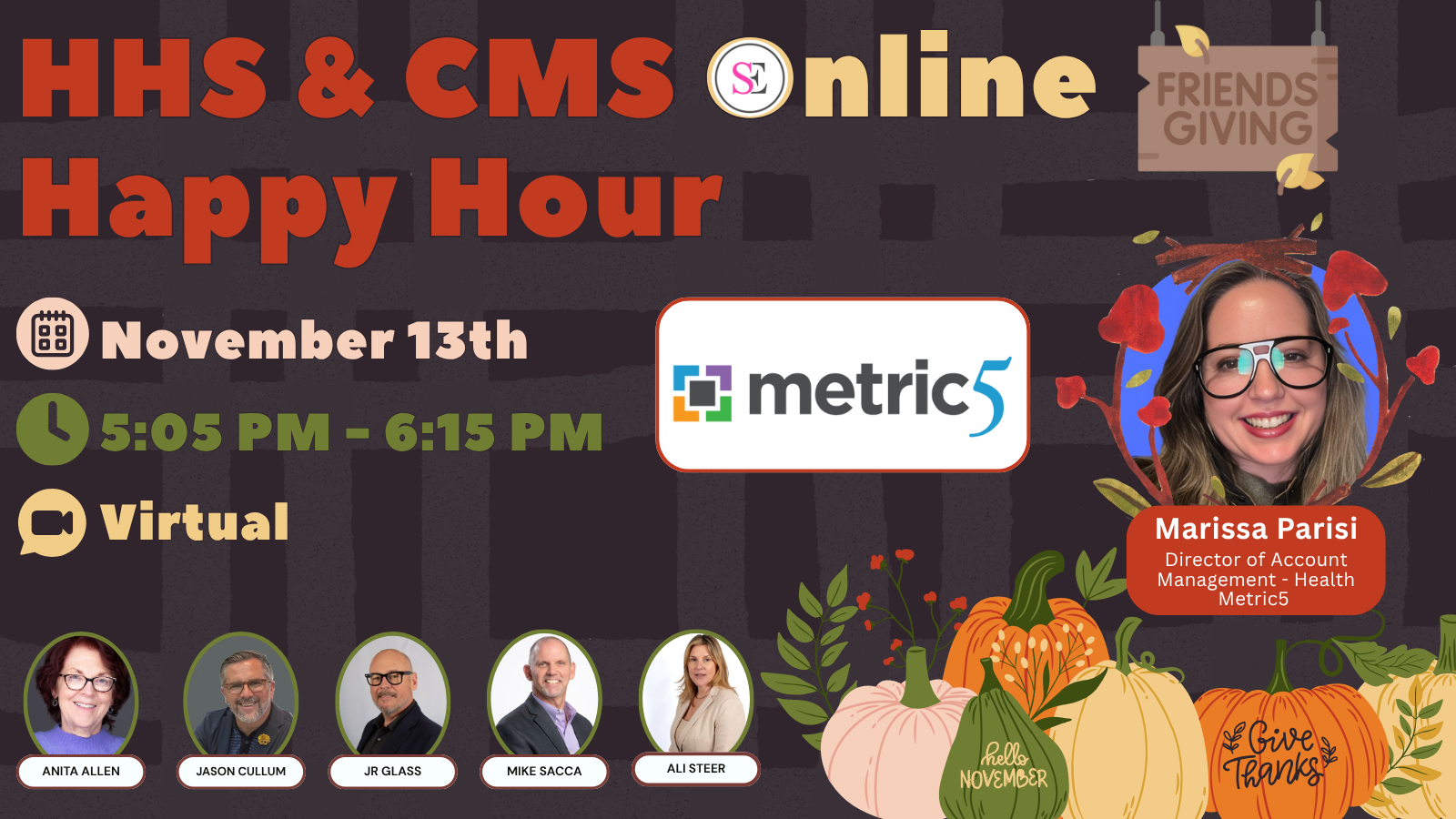 HHS & CMS Online Happy Hour (Cover Image with bees/honeycomb for National Honey Month)