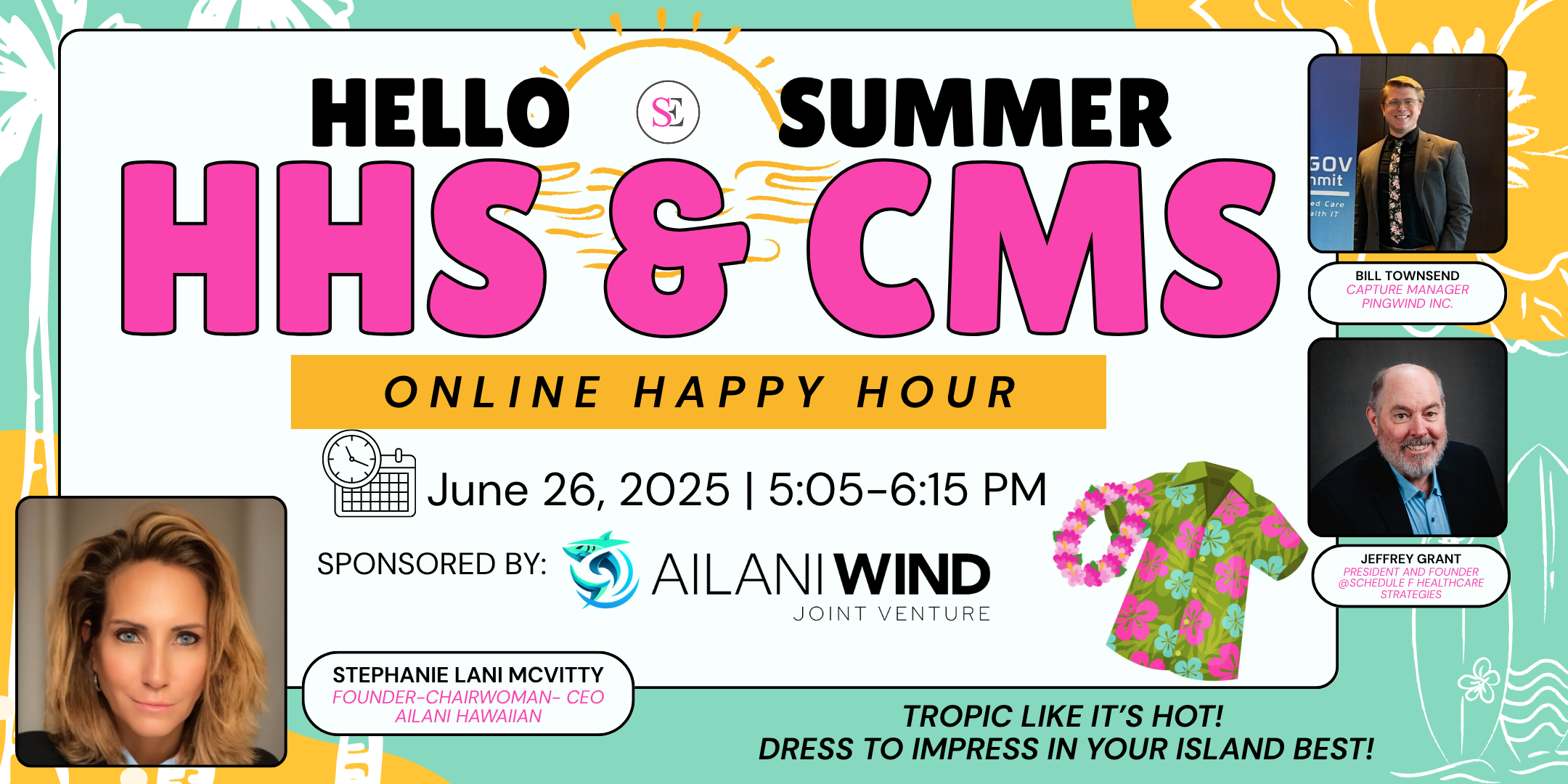 HHS & CMS Online Happy Hour (Cover Image with bees/honeycomb for National Honey Month)