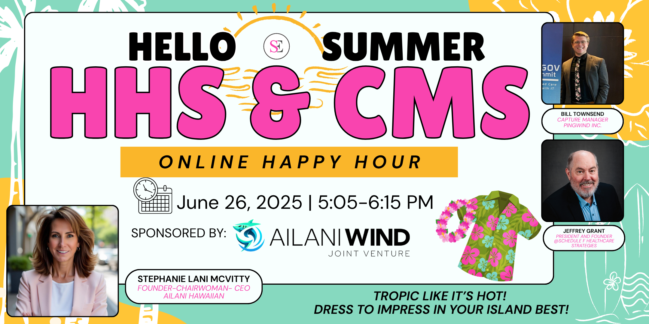 HHS & CMS Online Happy Hour (Cover Image with bees/honeycomb for National Honey Month)