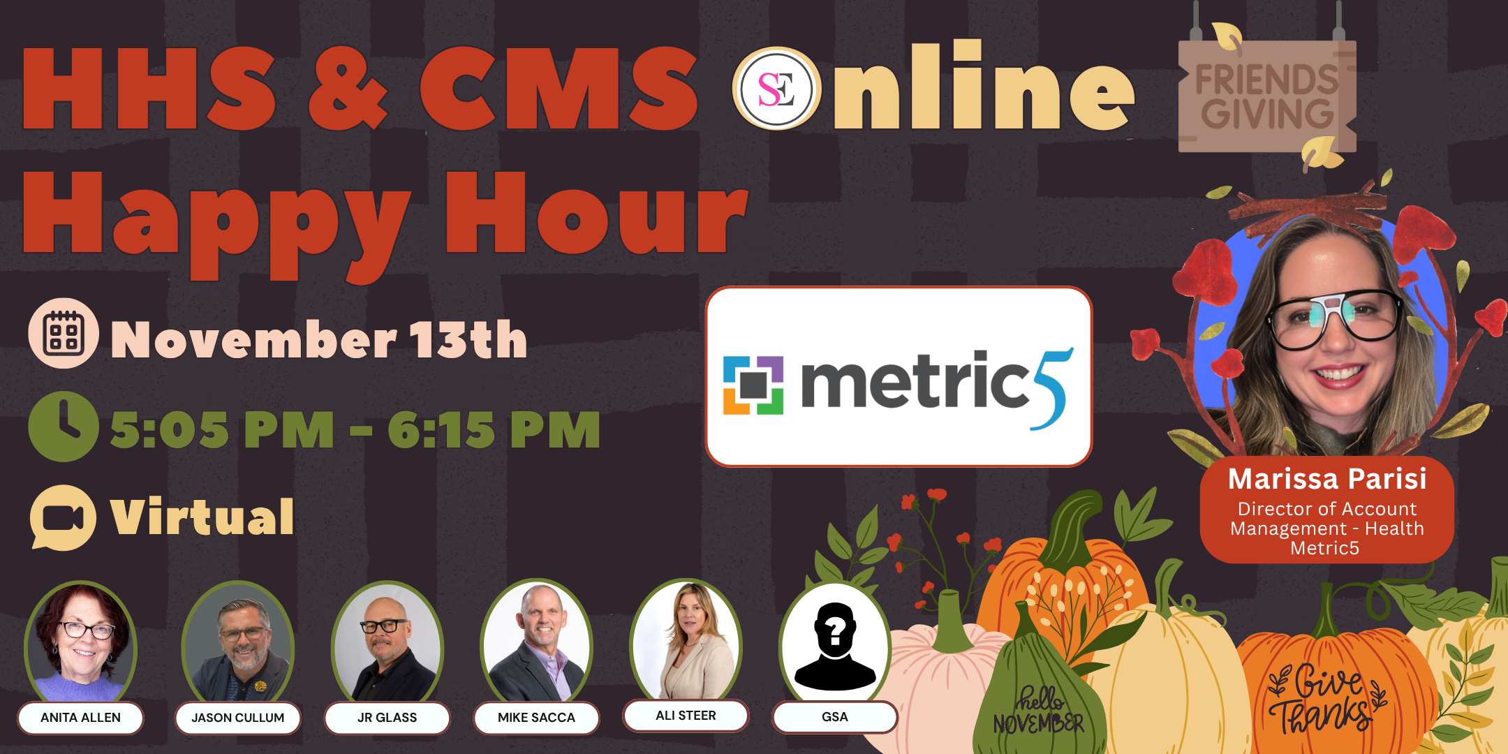 HHS & CMS Online Happy Hour (Cover Image with bees/honeycomb for National Honey Month)