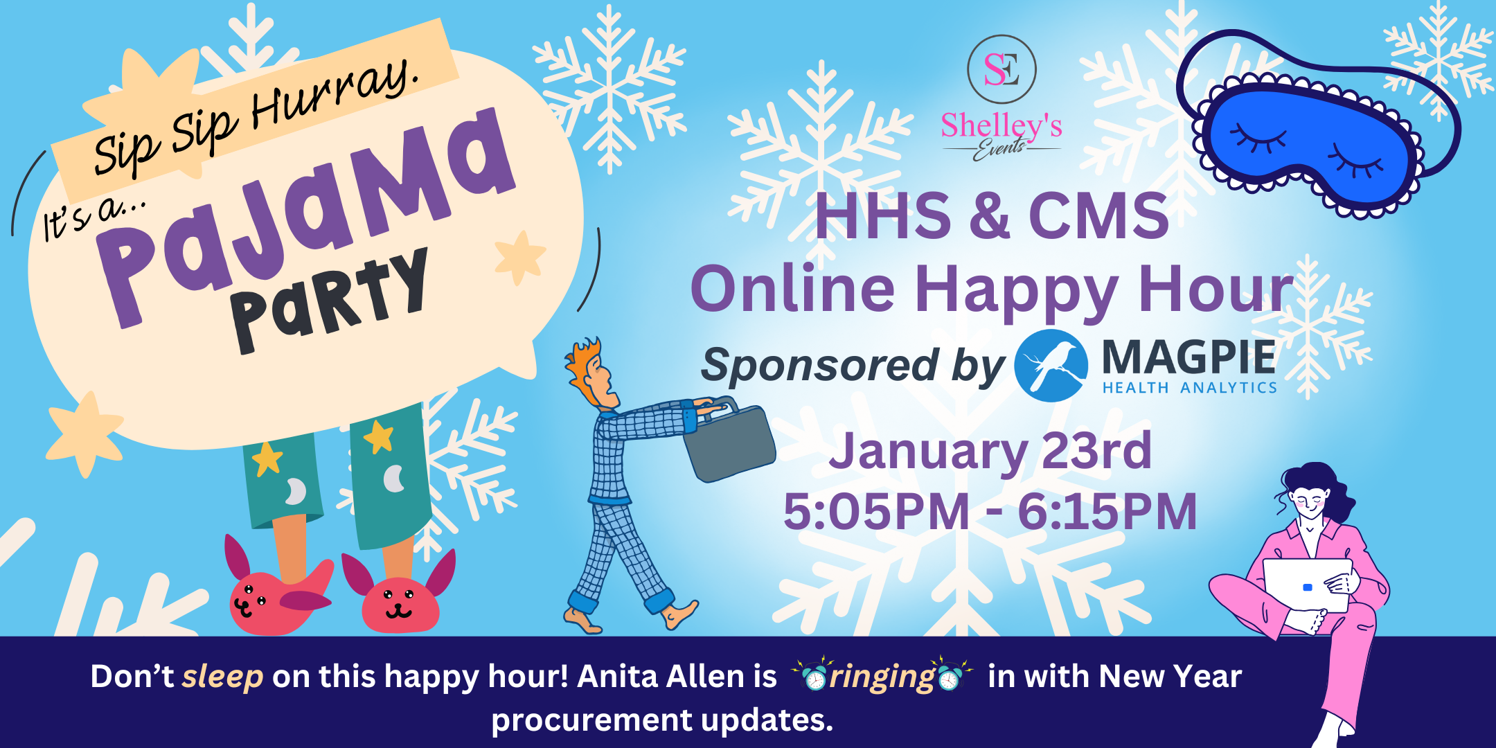 HHS & CMS Online Happy Hour (Cover Image with bees/honeycomb for National Honey Month)